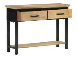 Outlet vidaxl Mesa consola 110x30x75 cm madeira de mangueira áspera maciça Natural claro