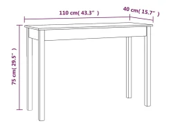 Consola|vidaxl Mesa consola 110x40x75 cm madeira de pinho maciça Natural claro