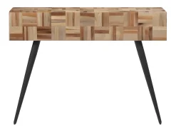 Consola* Mesa consola 110x34x80 cm madeira de teca recuperada maciça PT149889 Cinzento