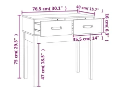 vidaxl Mesa consola 76,5x40x75 cm madeira de pinho maciça castanho mel^ Consola