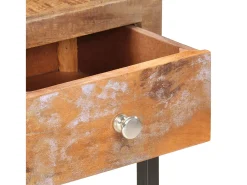 Hot vidaxl Mesa consola 90x30x75 cm madeira recuperada maciça dourado Natural claro