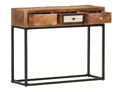 Hot vidaxl Mesa consola 90x30x75 cm madeira recuperada maciça dourado Natural claro