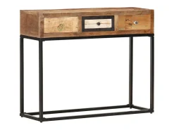 Hot vidaxl Mesa consola 90x30x75 cm madeira recuperada maciça dourado Natural claro