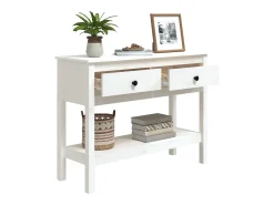 Consola|vidaxl Mesa consola 100x35x75 cm pinho maciço Branco