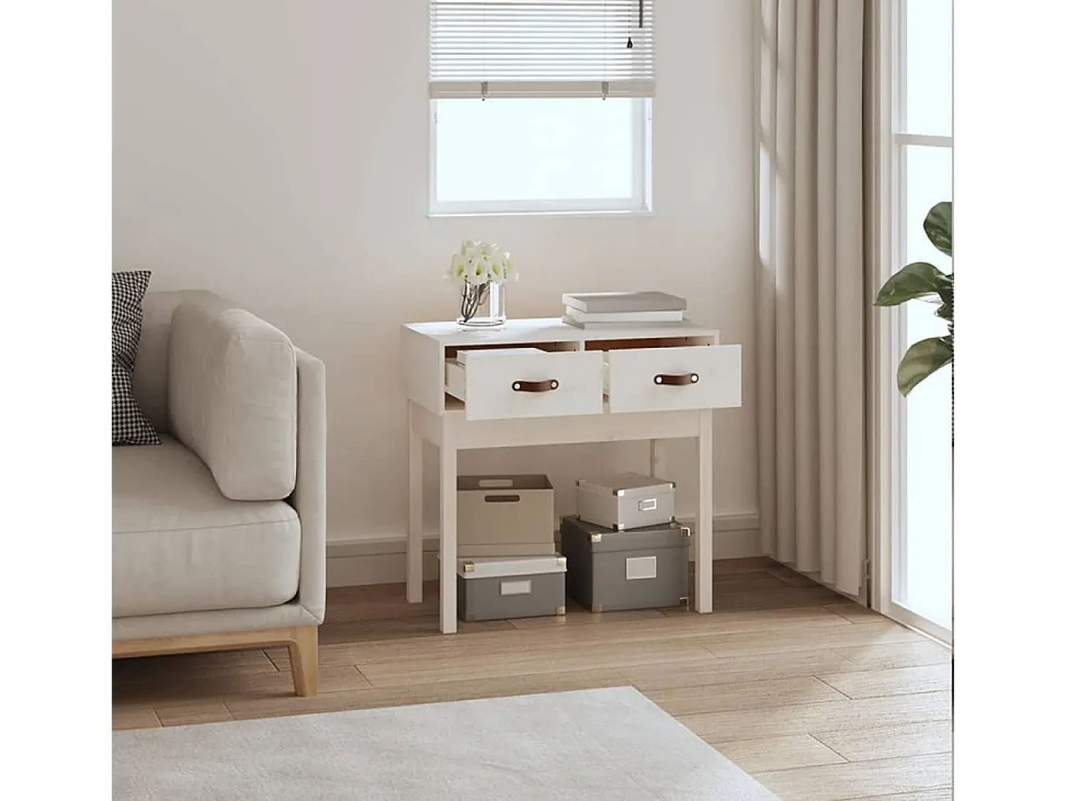 Consola|vidaxl Mesa consola 76,5x40x75 cm pinho maciço Branco