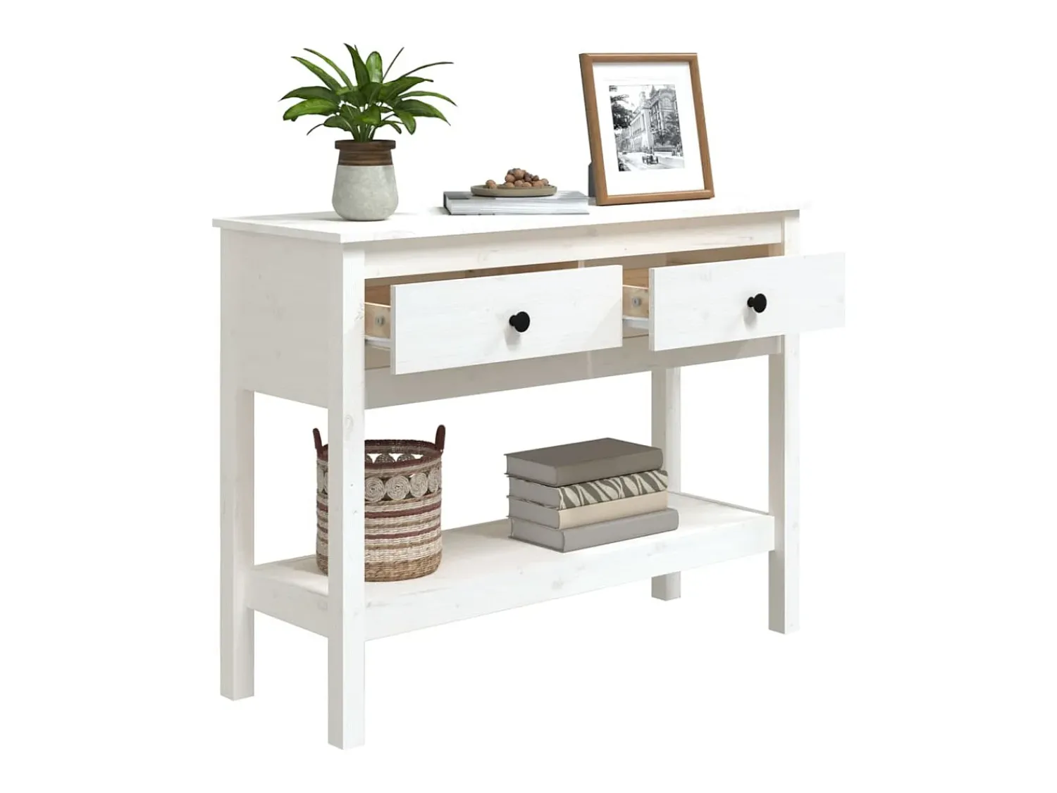 Discount Mesa consola 100x35x75 cm pinho maciço PT542748 Branco