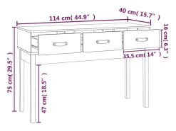 Consola*vidaxl Mesa consola 114x40x75 cm pinho maciço Branco