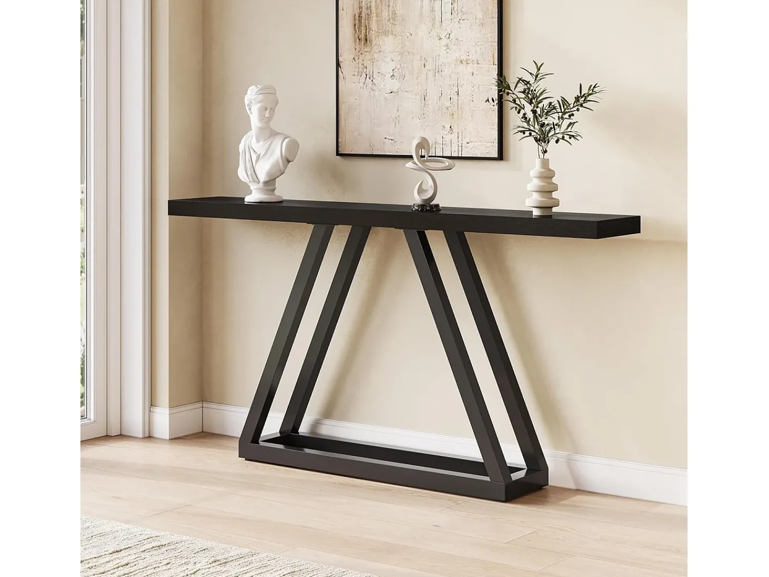 Best Tribesigns Mesa Console Estreita de 160 cm, Mesa para Sofá Longa para Trás do Sofá para Entrada, Corredor, Sala de Estar, Preta Preto