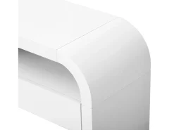 Discount ModernLuxe Mesa console 120x35,5x76,5cm - con 2 gavetas - Cantos arredondados - prateleiras abertas - MDF - Branco