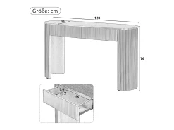 ModernLuxe Mesa console 120x33x76cm - con 2 gavetas - Cantos arredondados - MDF - Natural^ Consola