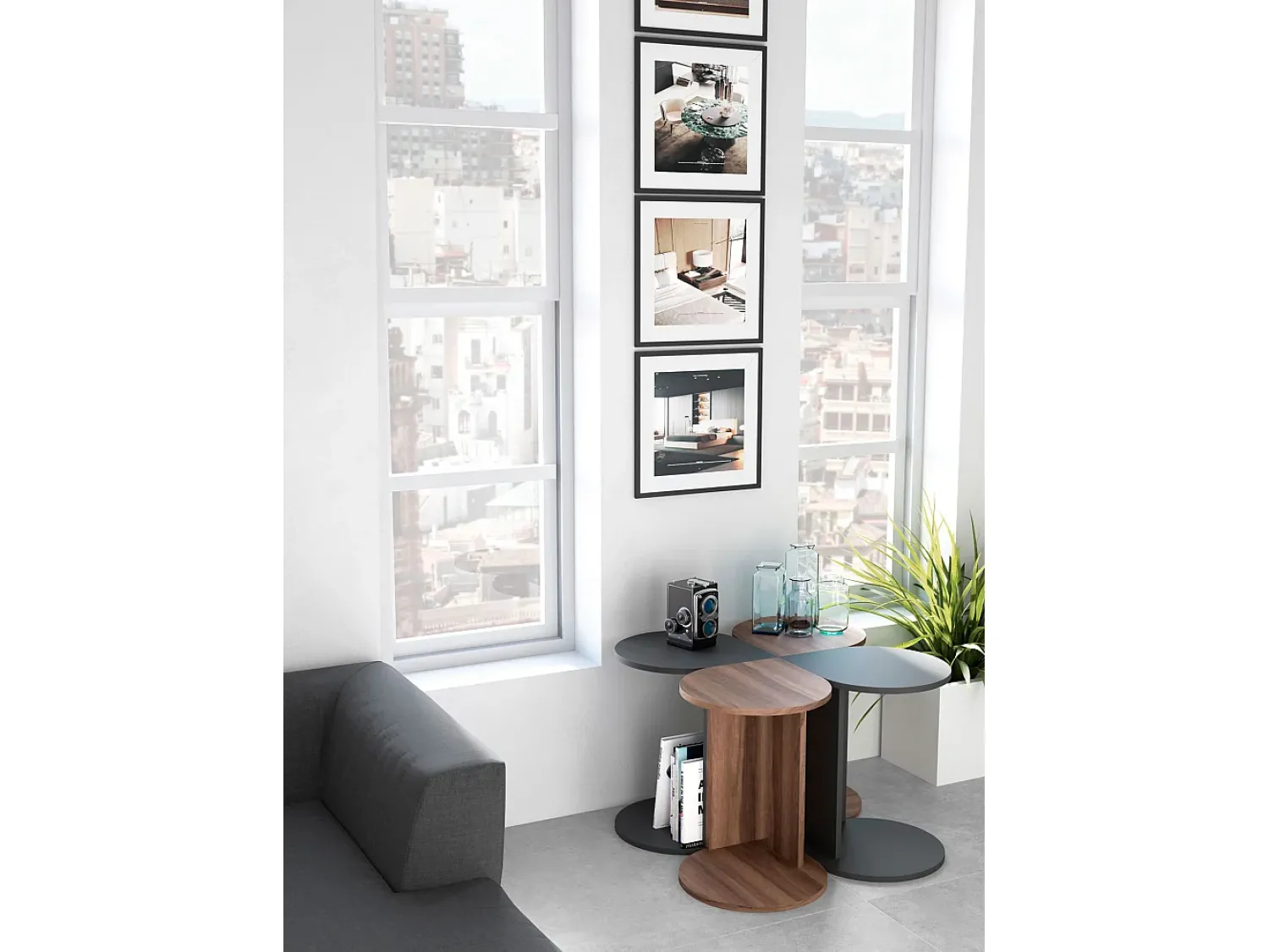 Mesa De Apoio*Herdasa Mesa de apoio - A62cm x L46cm x P55cm nogueira -Trébol Castanho