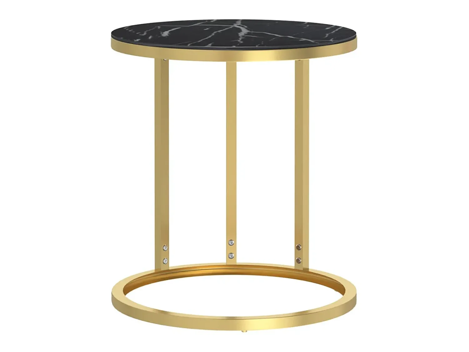 Mesa De Apoio* Mesa de apoio 45 cm dourada e vidro temperado preto mármore PT750076 Dourado