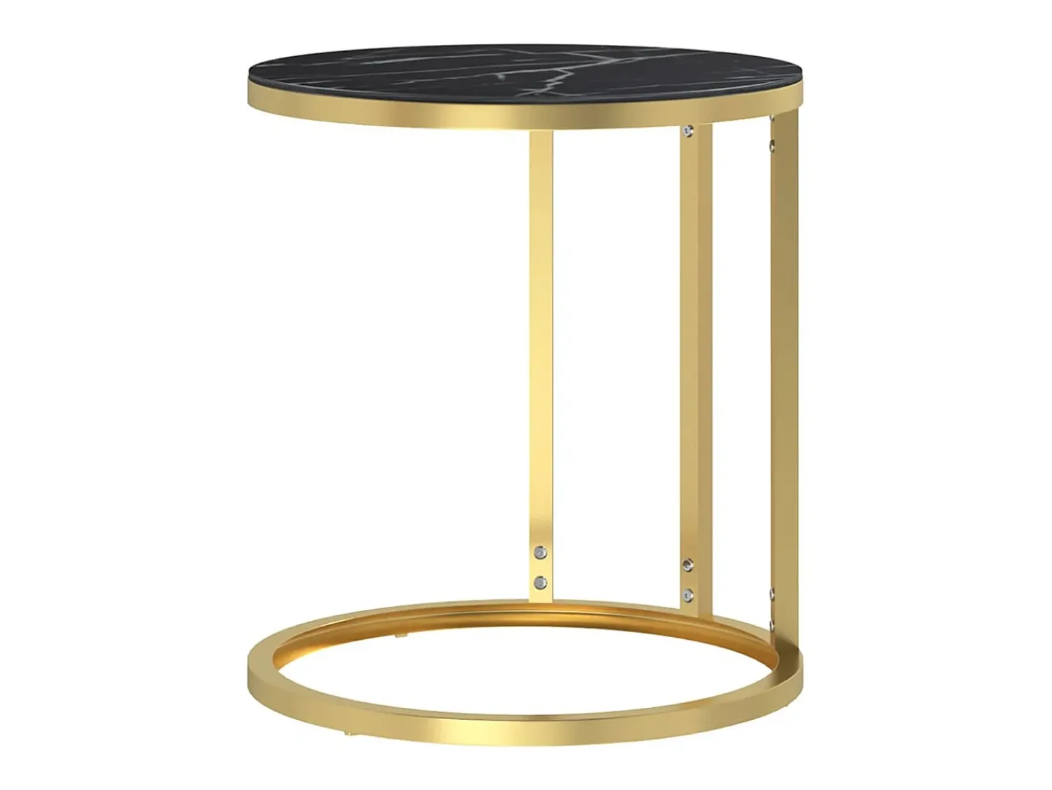 Mesa De Apoio* Mesa de apoio 45 cm dourada e vidro temperado preto mármore PT750076 Dourado