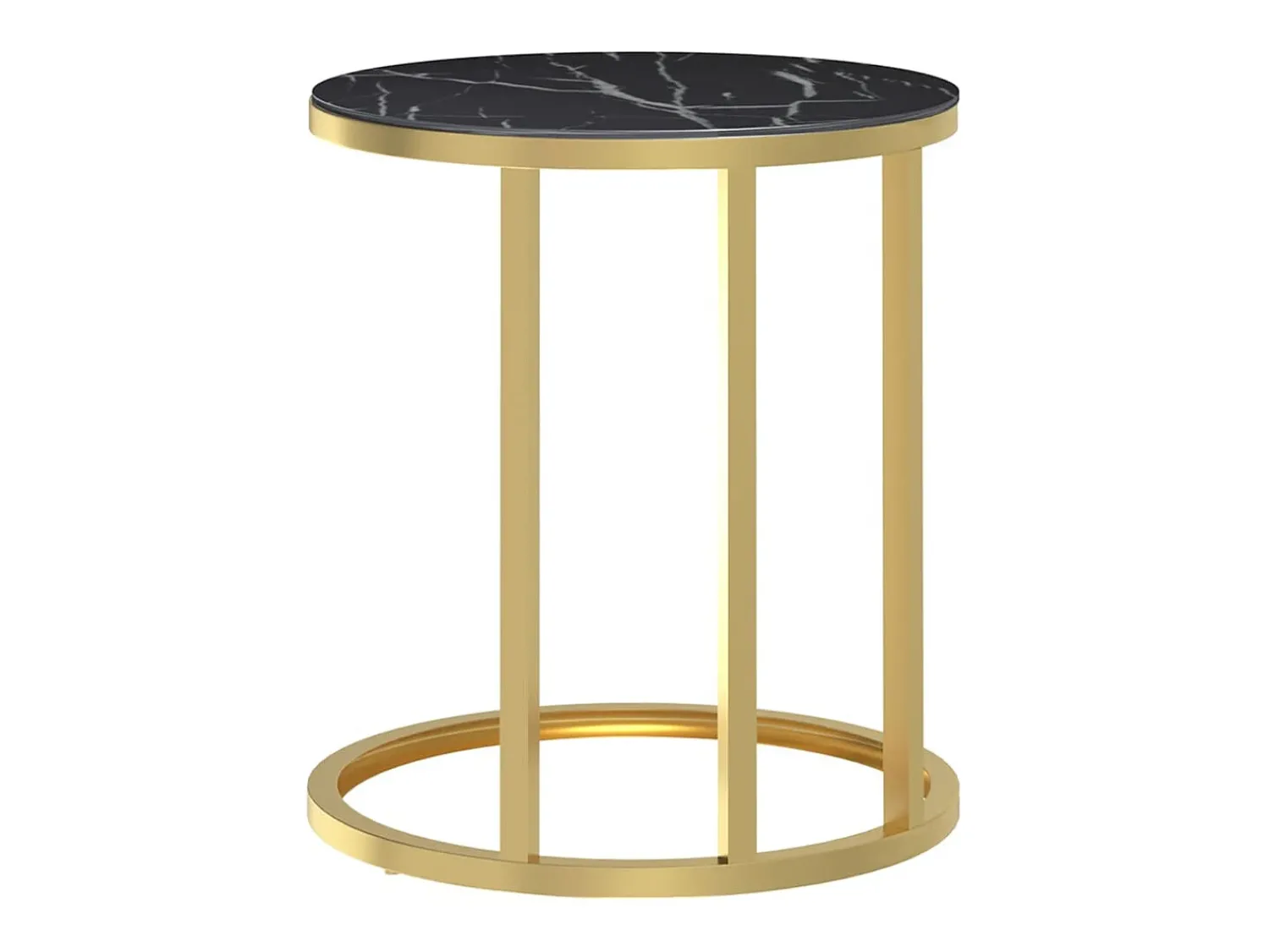 Mesa De Apoio* Mesa de apoio 45 cm dourada e vidro temperado preto mármore PT750076 Dourado