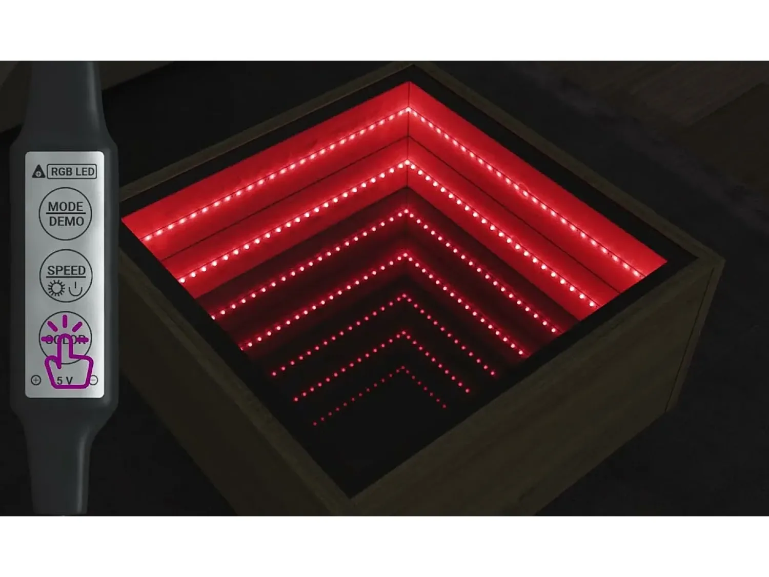 Mesa De Centro*vidaxl Mesa de apoio c/ LEDs 40x40x30 cm derivados de madeira Cinzento