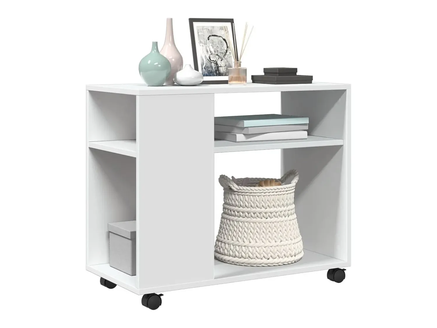 Mesa De Apoio*vidaxl Mesa de apoio c/ rodas 70x35x60 cm derivados de madeira Branco