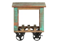 Clearance vidaxl Mesa de apoio c/ rodas 40x40x42 cm madeira recuperada maciça Castanho
