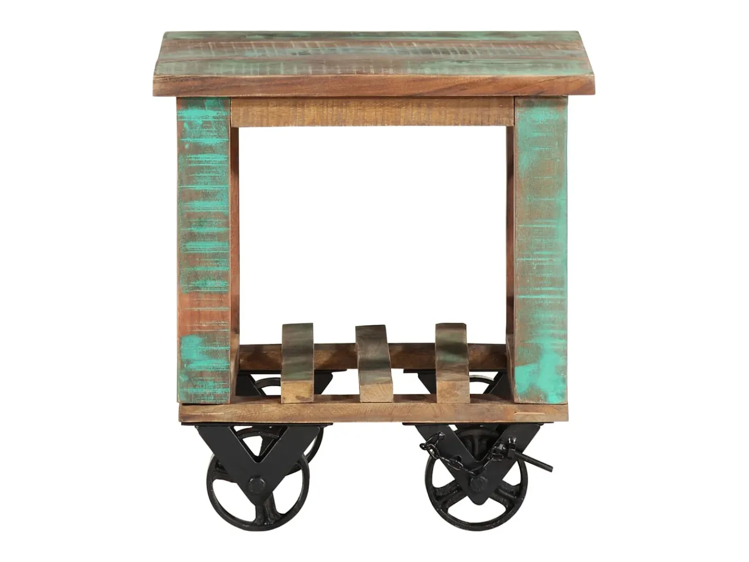 Clearance vidaxl Mesa de apoio c/ rodas 40x40x42 cm madeira recuperada maciça Castanho