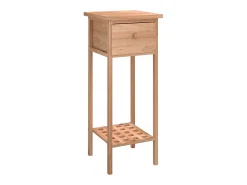 vidaxl Mesa de apoio com gaveta 25x25x60cm madeira de nogueira maciça Natural claro