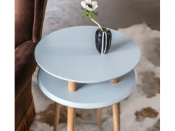 New Mesa de apoio de dois níveis dimensões 45 cm x altura 61 cm Ufo Castanho Bege