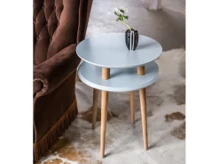 New Mesa de apoio de dois níveis dimensões 45 cm x altura 61 cm Ufo Castanho Bege