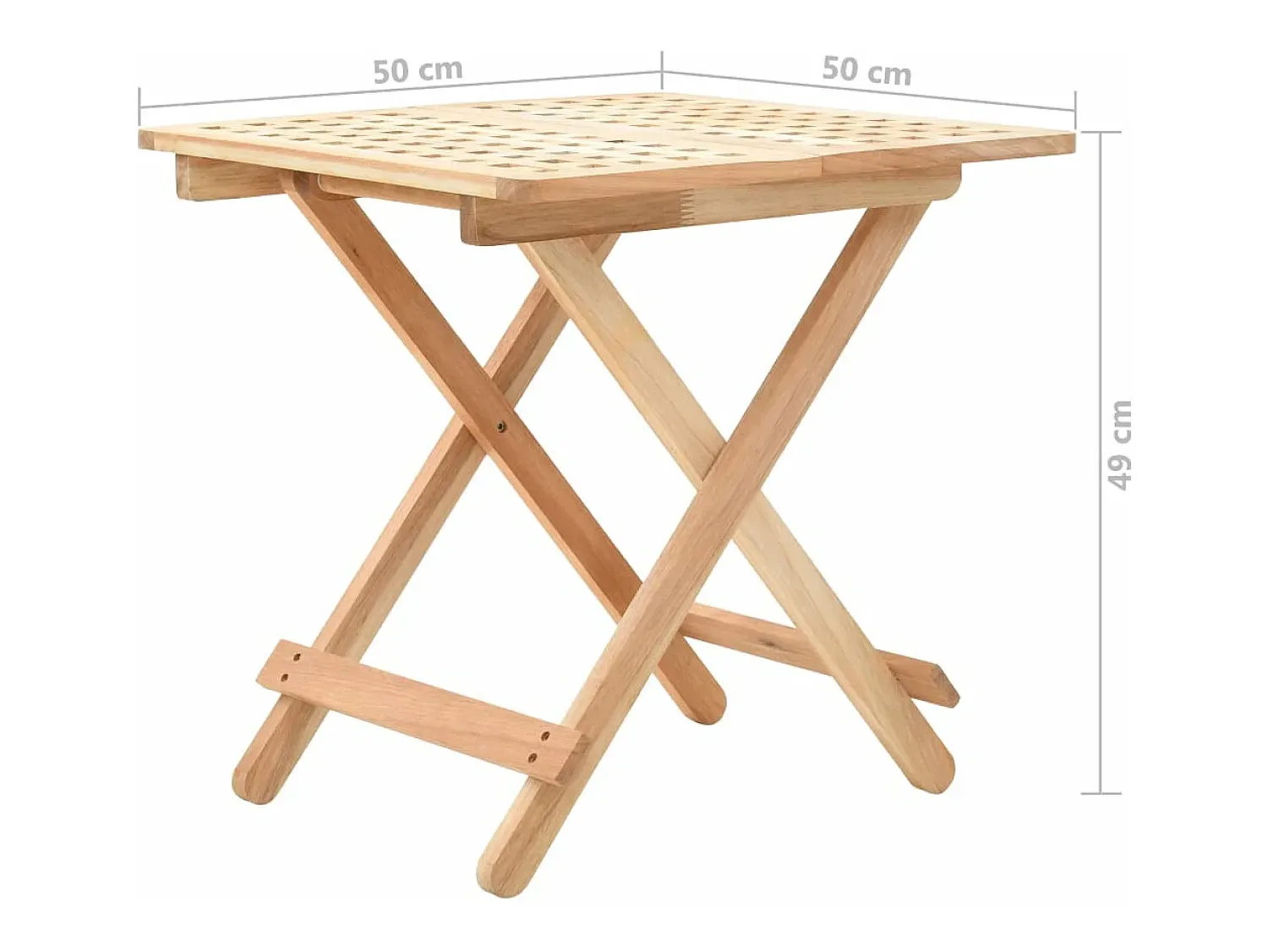 New vidaxl Mesa de apoio dobrável madeira de nogueira maciça 50x50x49 cm Bege