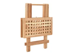 New vidaxl Mesa de apoio dobrável madeira de nogueira maciça 50x50x49 cm Bege