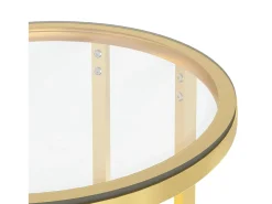 Online Mesa de apoio dourada e vidro temperado transparente 45 cm PT117285 Dourado