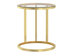 Online Mesa de apoio dourada e vidro temperado transparente 45 cm PT117285 Dourado