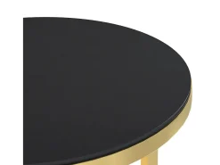Mesa de apoio dourada e vidro temperado preto 45 cm PT817503^ Mesa De Apoio