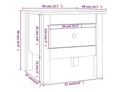 vidaxl Mesa de apoio 40x40x39 cm pinho maciço^ Mesa De Apoio