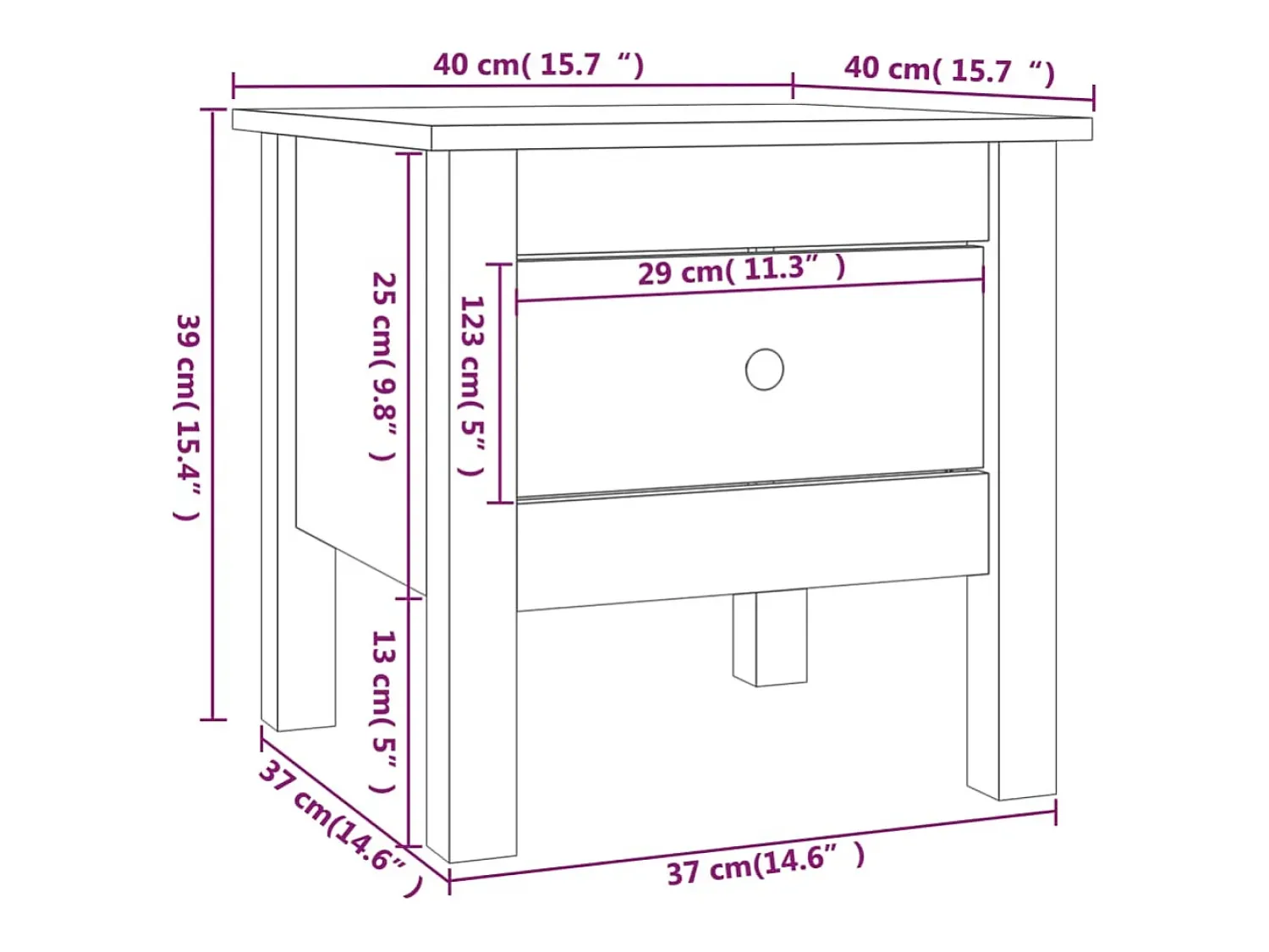 vidaxl Mesa de apoio 40x40x39 cm pinho maciço^ Mesa De Apoio