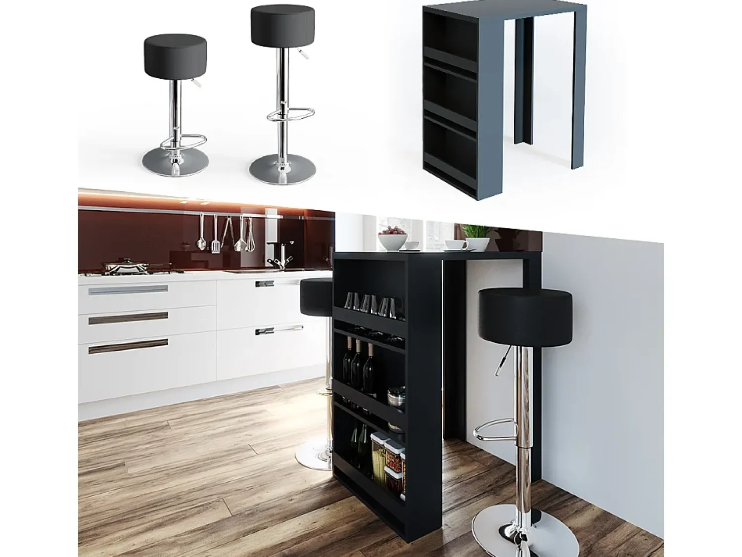 Móvel De Bar*Vicco Mesa de bar antracite 57x80x106 Cinza antracite