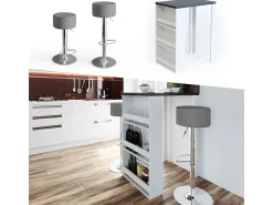 New Vicco Mesa de bar antracite/branco 57x80x106 Cinza antracite