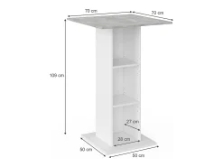 Móvel De Bar*Vicco Mesa de bar betão 70x70x109 rodeo Cinzento claro