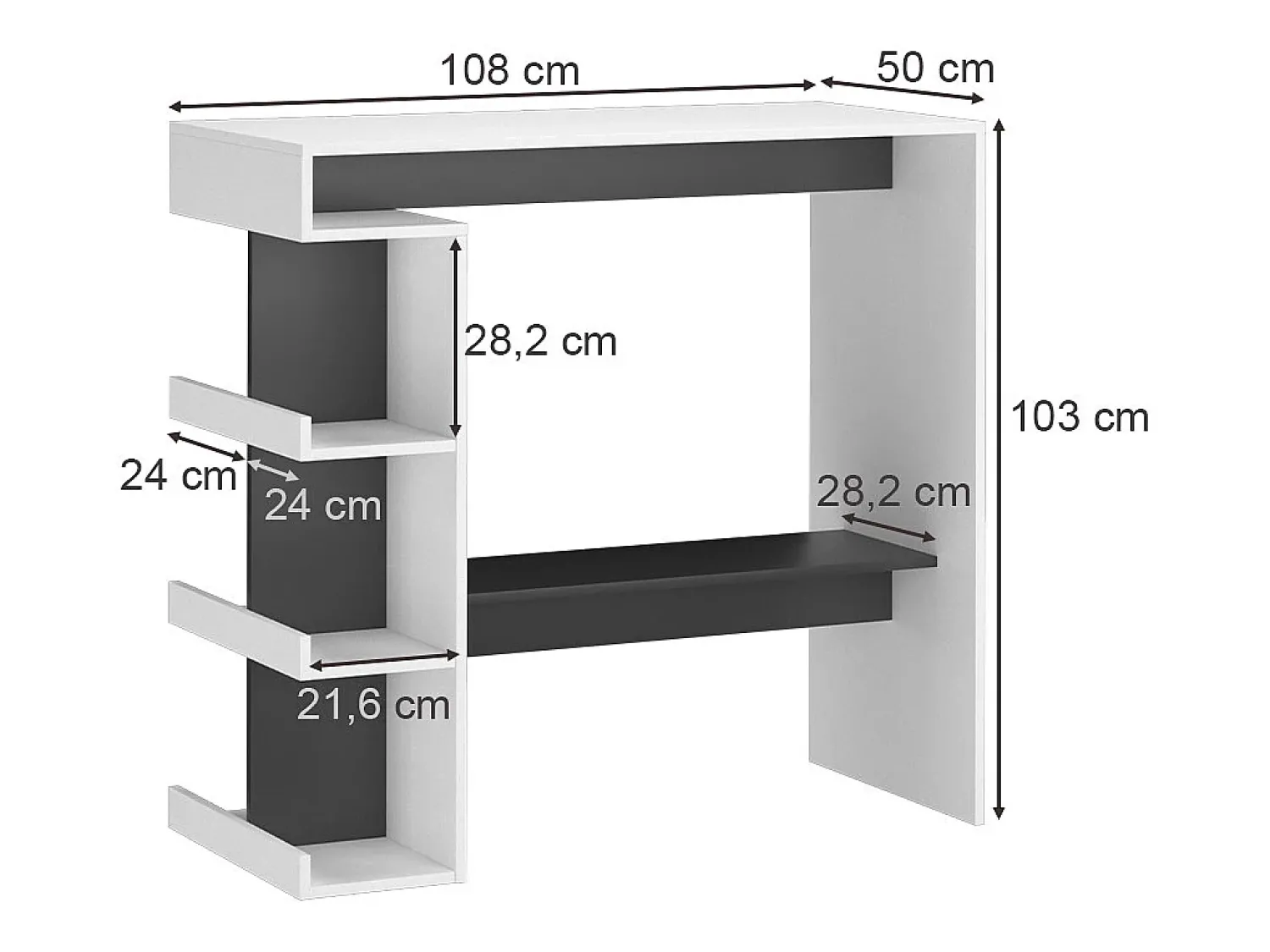 Vicco Mesa de bar 108x50x103 dana^ Móvel De Bar