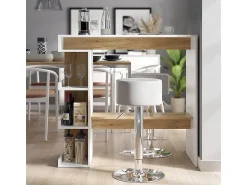 Vicco Mesa de bar carvalho branco/dourado 108x50x103 dana Natural escuro