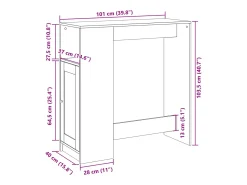 vidaxl Mesa de bar com prateleiras derivados de madeira Branco
