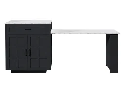 Outlet Merax Mesa de bar extensível com arrumação - 133-202 x 70 x 93,5 cm - com 2 gavetas + 4 compartimentos - MDF - preta Preto