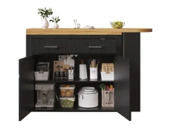 Móvel De Bar|Merax Mesa de bar extensível móvel - 137-215 x 39 x 102,3 cm - com 1 gaveta + 2 portas - MDF - preta Preto