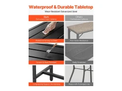 Móvel De Bar| Mesa de Bar SucceBuy Alta Exterior, 100 x 37,5 cm, Mesa de Jantar Retangular, com Tampo Impermeável, Estrutura de Metal Resistente, Mobiliário de Jardim Preto