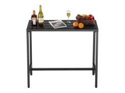 Móvel De Bar| Mesa de Bar SucceBuy Alta Exterior, 100 x 37,5 cm, Mesa de Jantar Retangular, com Tampo Impermeável, Estrutura de Metal Resistente, Mobiliário de Jardim Preto