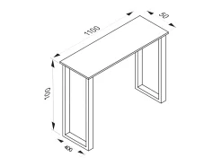 VCM Mesa de bar | Tresen | Mesa em pé | Mesa alta | Mesa de mesa com rolamentos - Xona 110x50 cm (Preto / Branco)^ Móvel De Bar