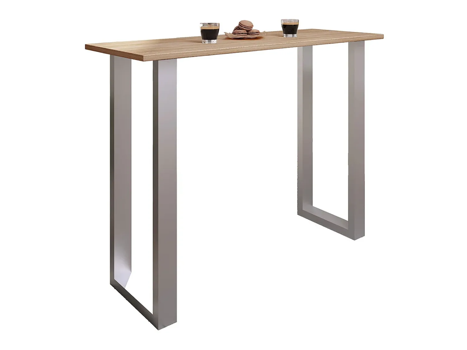 Móvel De Bar|VCM Mesa de bar | Tresen | Mesa em pé | Mesa alta | Mesa de mesa com rolamentos - Xona 140x50 cm (Prata / Sonoma Oak) Multicor