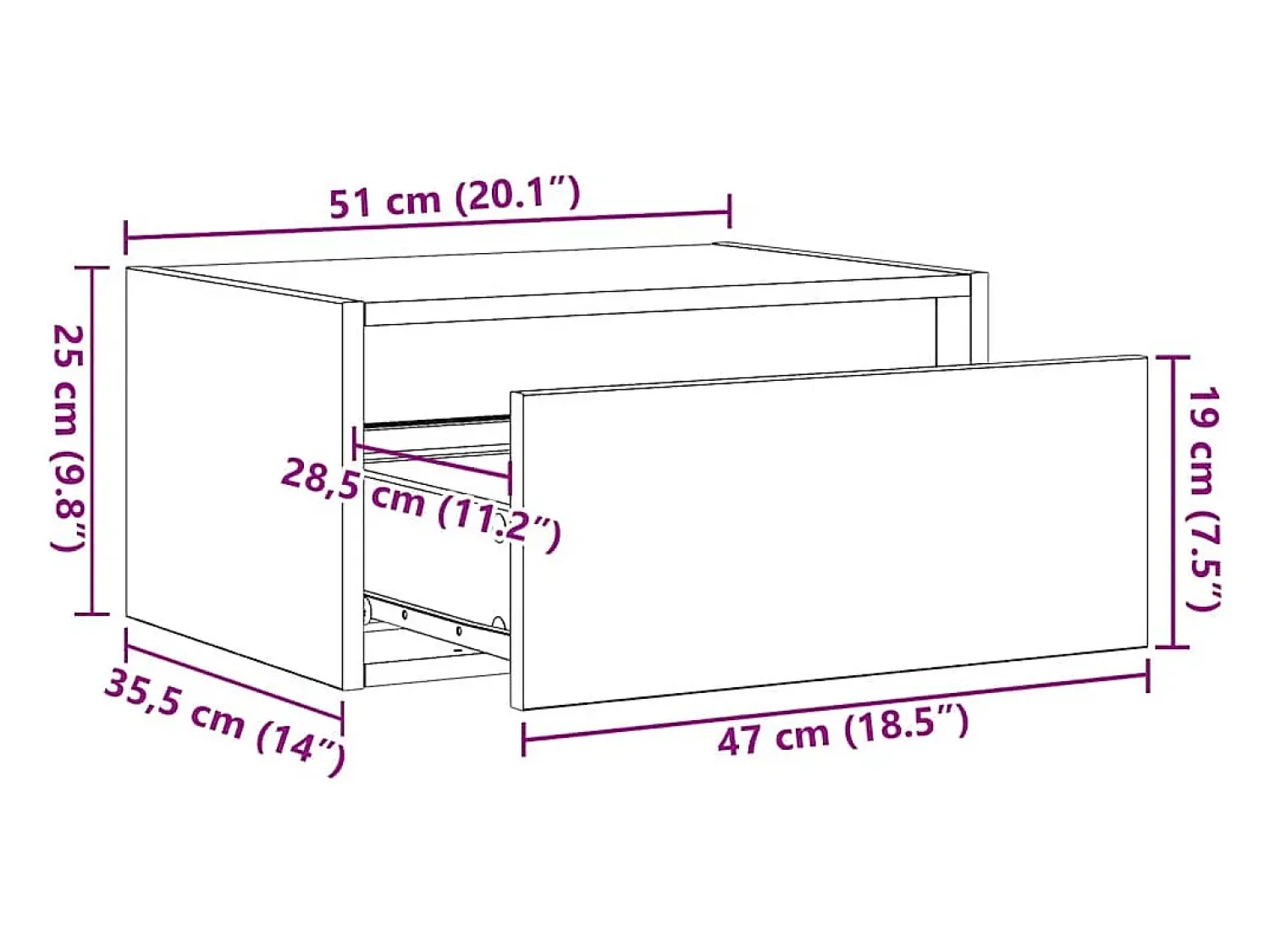vidaxl Mesa de cabeceira de parede com luzes LED carvalho^ Móvel De Tv