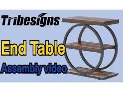 Tribesigns Mesa de Cabeceira, Mesa de Cabeceira Estreita com 3 Prateleiras de Armazenamento, Mesa Lateral Cinza com Molduras de Metal Preto^ Mesa De Apoio
