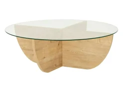 Mesa De Centro|Dmora Mesa de café Dpere, Mesa de café, Porta-revistas para sofá, Prateleira para sala de estar, 90x90h30 cm, Carvalho Natural claro