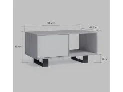 Mesa De Centro*Skraut Home Mesa de café modelo WIND, cor Carvalho e , 92x50x45cm. Cinza antracite