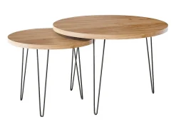 New Mesa de café redonda LAPP conjunto Ø50 + Ø68 cm Carvalho Craft Castanho
