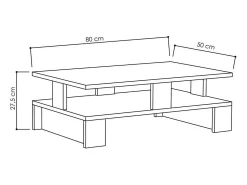 Mesa De Centro*Dmora Mesa de caféAlotto Dlettier, Mesa baixa para café, Porta-revistas para sofá, Prateleira para sala de estar, 80x50h28 cm, Antracite Preto